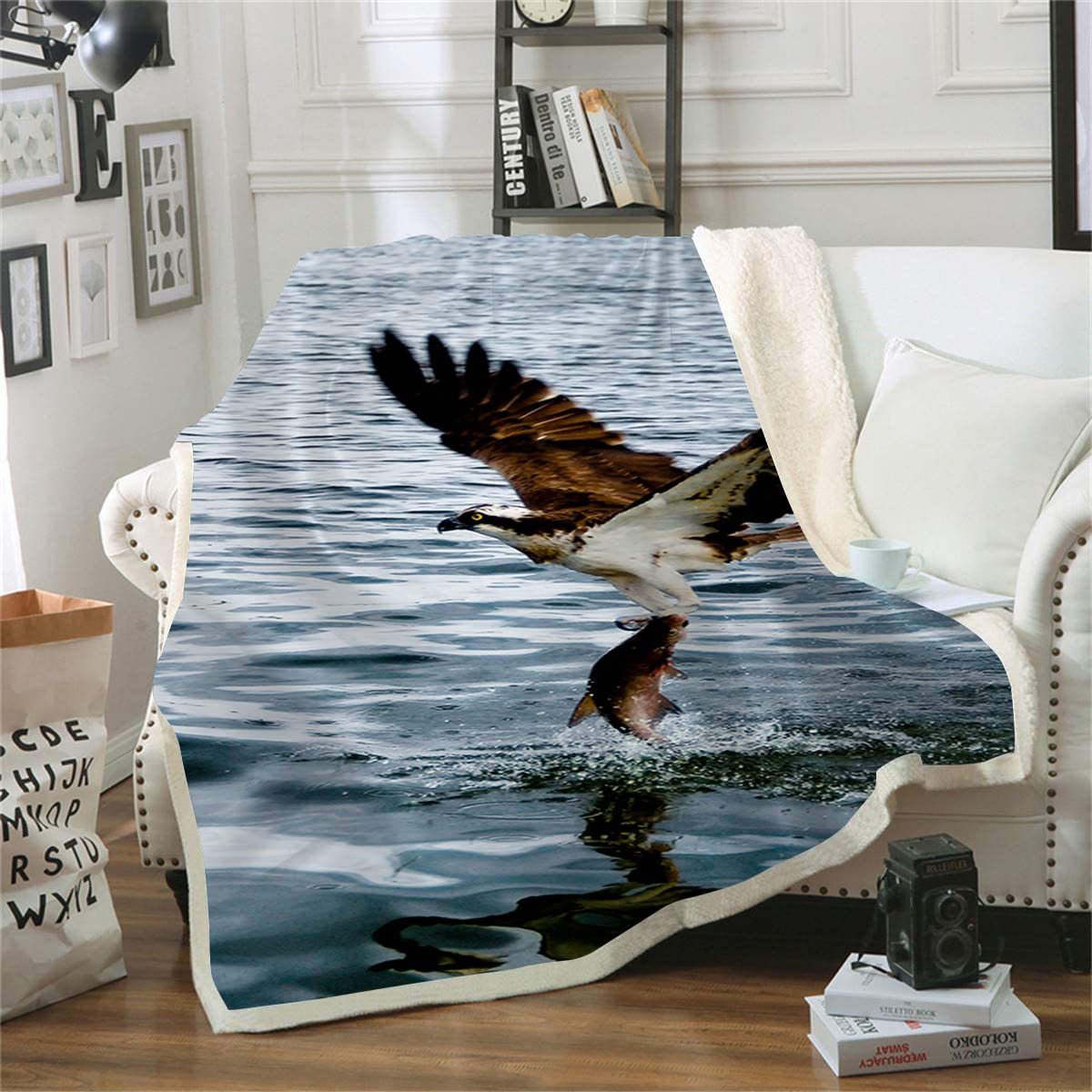 Couverture d'impression 3D Osprey plaid canapé pour adulte et enfant