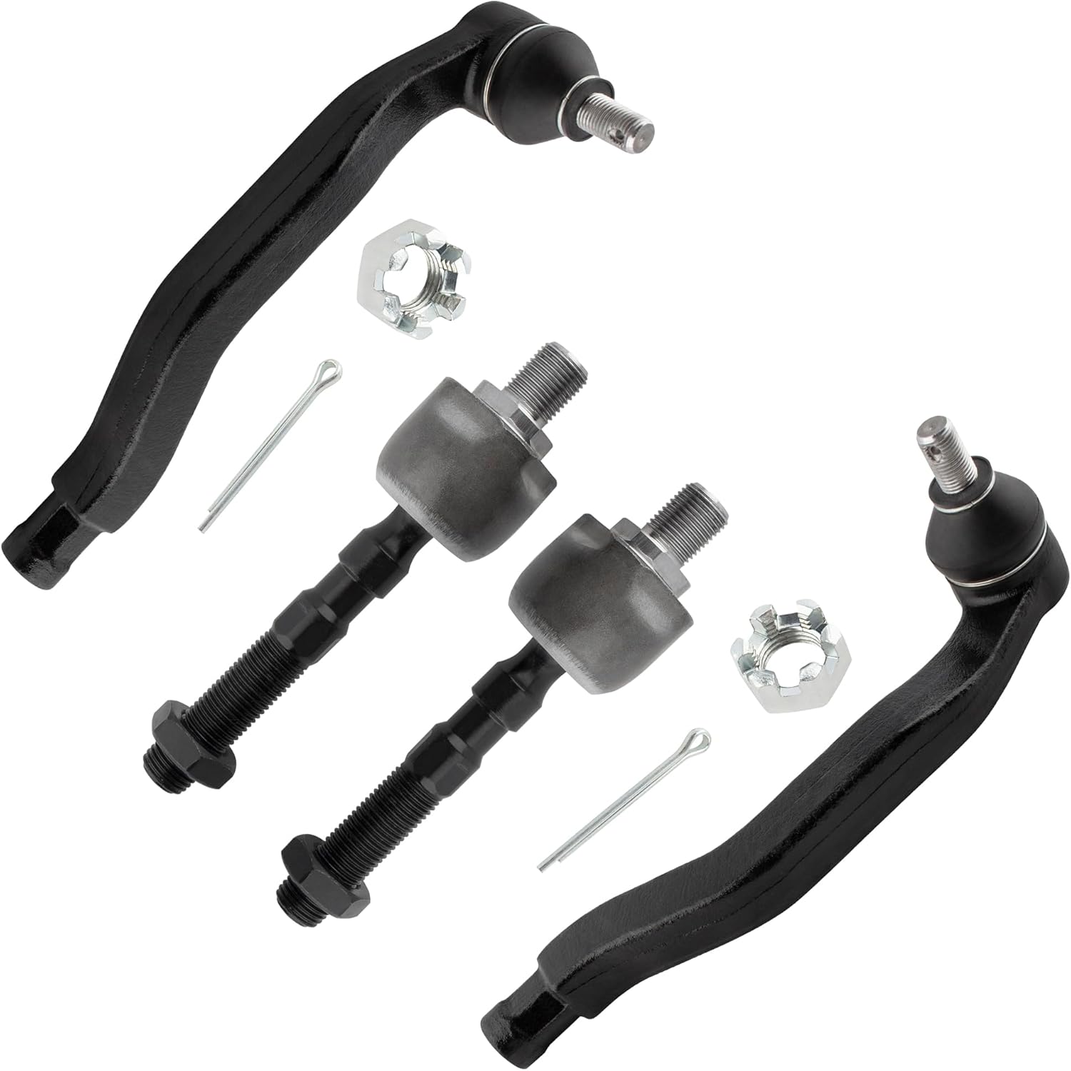 BOXI (Set of 4) 2x Front Inner Tie Rod Ends + 2x Front Outer Tie Rod Ends Suspension Kit Fit for Honda Prelude 1992 1993 1994 1995 1996 Coupe Models | Replace ES80680 ES80679 EV800296