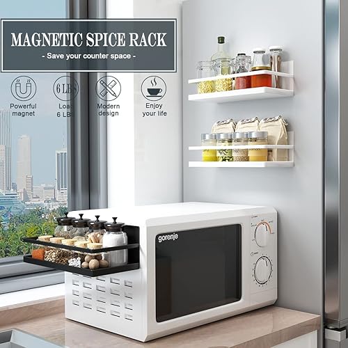 Miniatura 5 de Organizador magnético de especias de un solo nivel, estante de almacenamiento de especias para refrigerador, fácil de instalar, el lado del