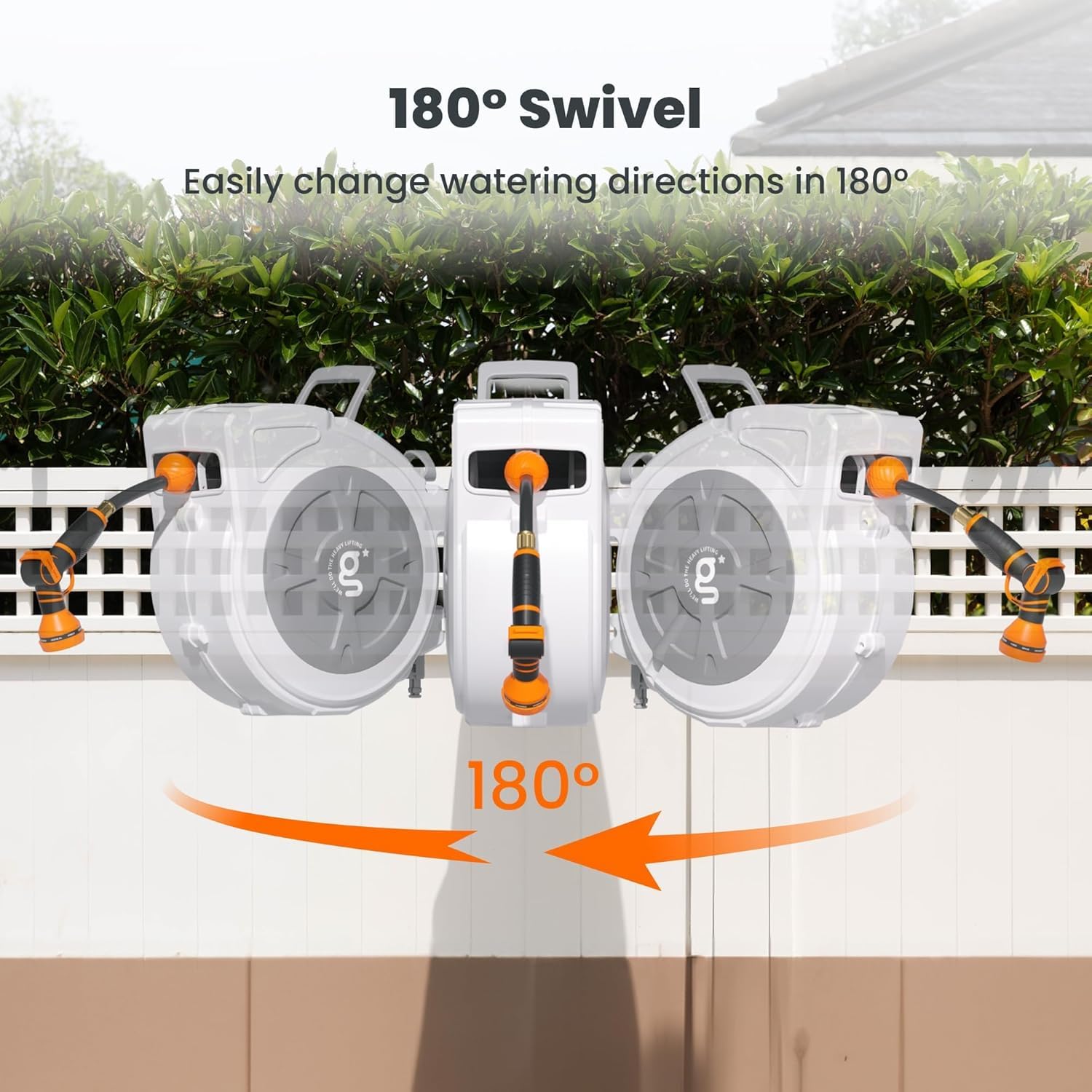 Retractable Garden Hose Reel - 65ft, Wall Mount -4 Retractable Garden Hose Reel - 65ft, Wall Mount -4