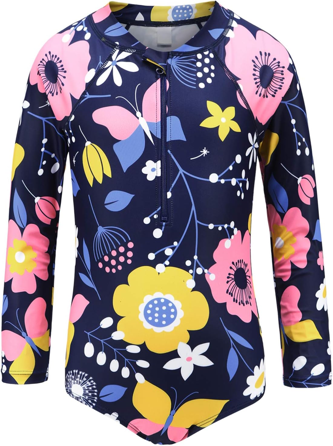 Girls One Piece Swimsuits Long Sleeve Rash Guard for Kids Girls Hawaiian Swim Shirts UPF 50+ Sun Protection