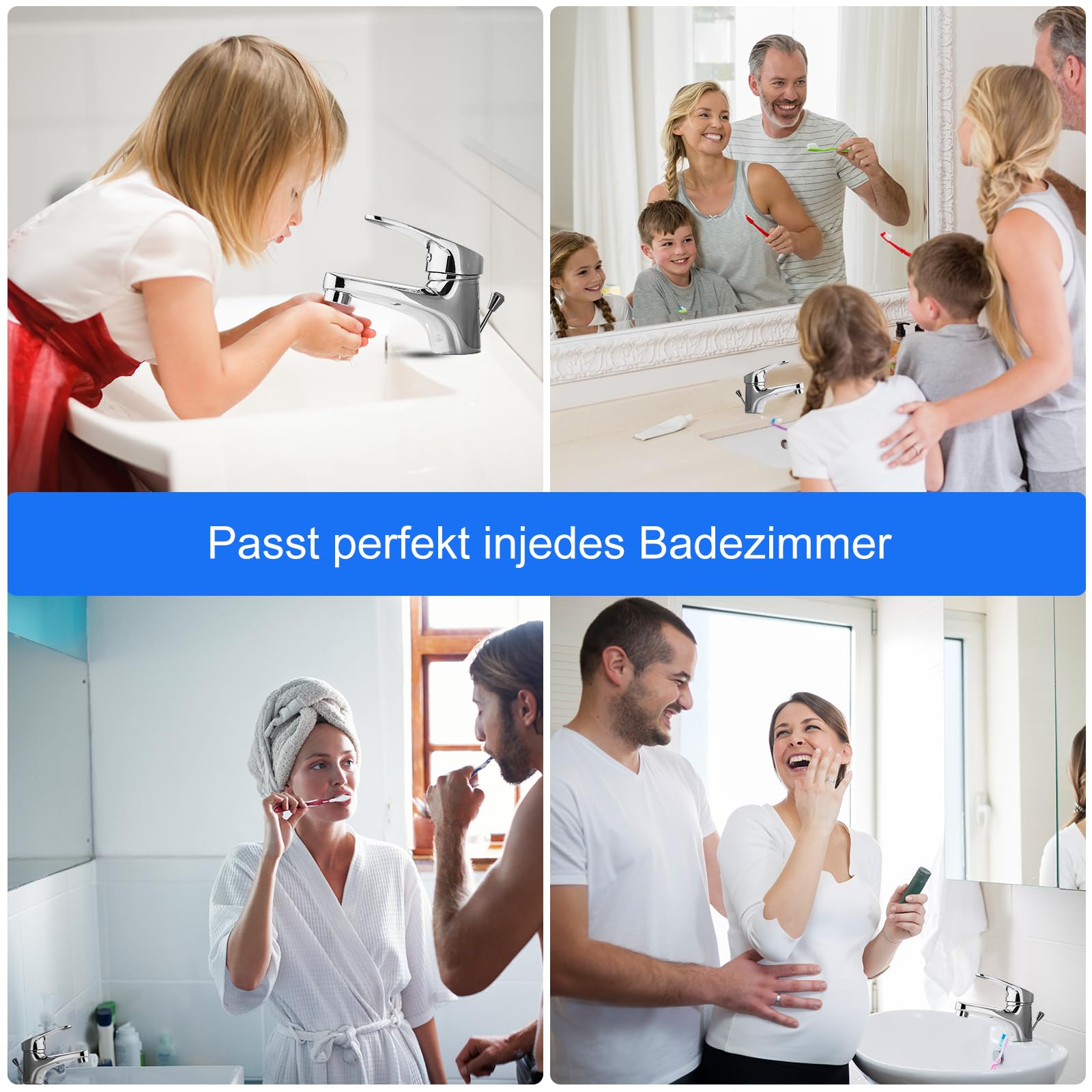 Wasserhahn Bad, Waschtischarmatur Einhebelmischer, Mischbatterie mit Zugstange Keine Schmutzigen Hände Niedriger Auslauf Badarmatur für Badezimmer, Armatur Waschbecken mit Ablaufgarnitur Chrom