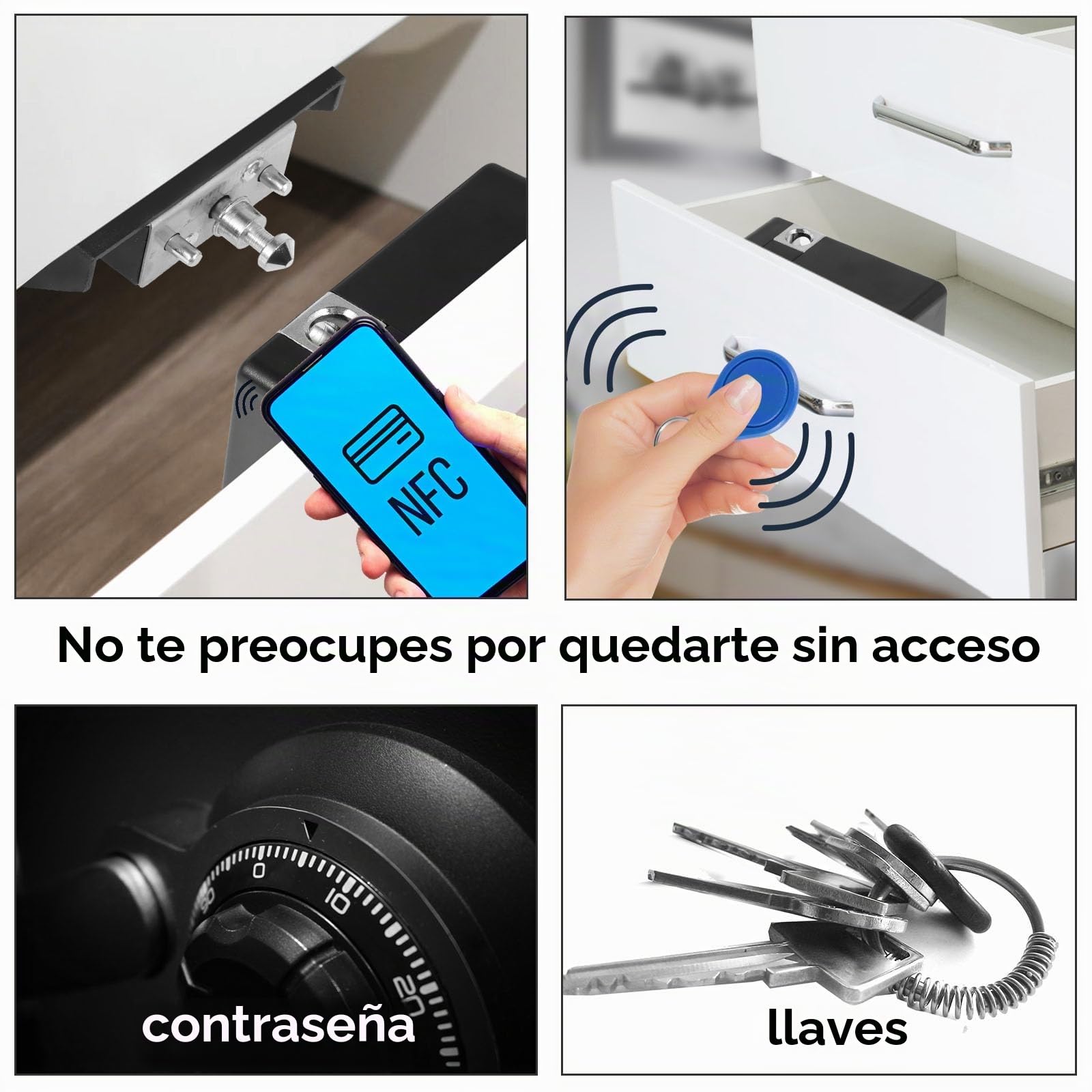 Cerradura magnética oculta RFID con 2 tarjetas RFID programable NFC para armarios, cajones, taquillas, cajas fuertes