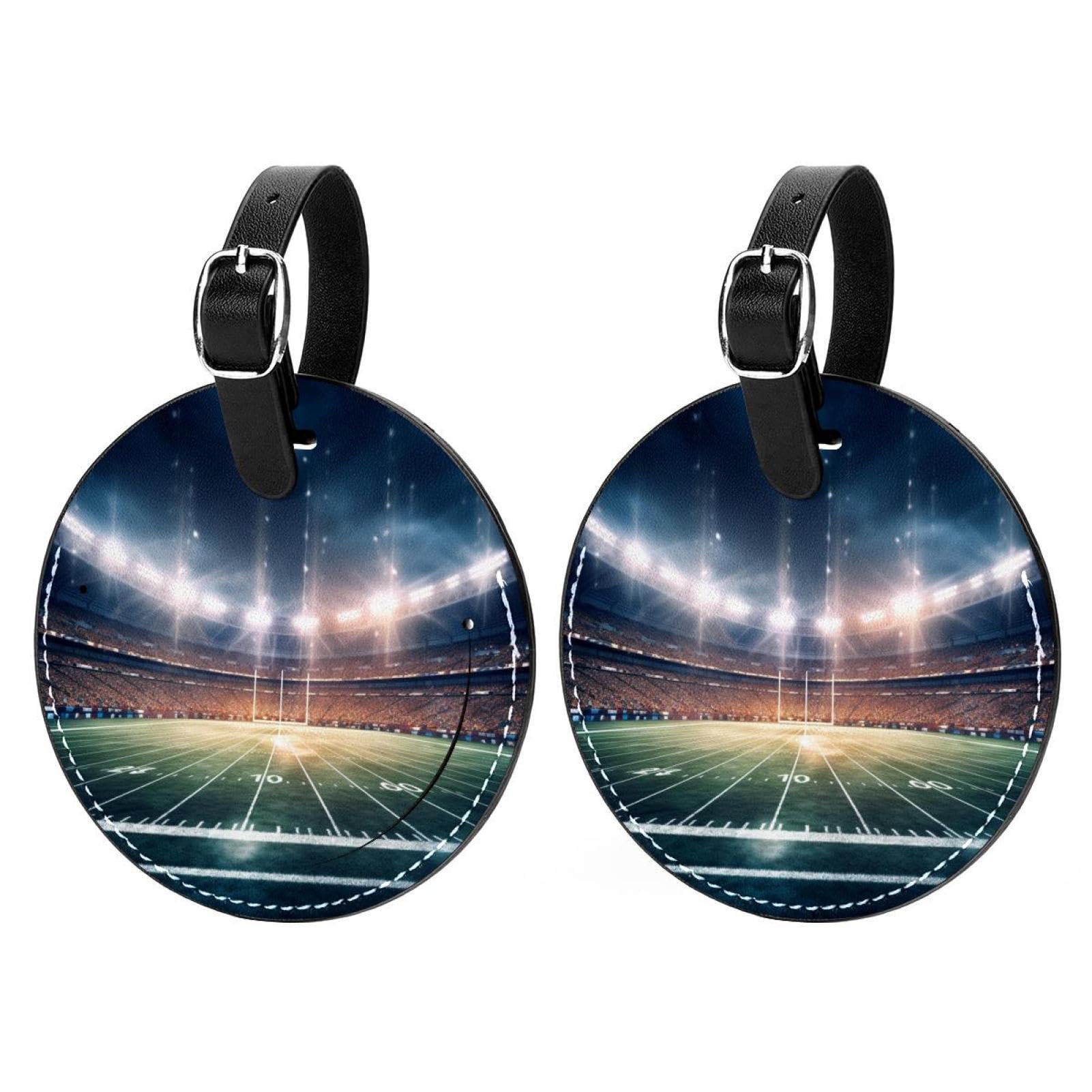 VTGHDEEQ Luggage Tag,Bag Tags for Luggage,Travel Suitcase Tags,American Football Soccer Stadium,2-Pc, 3.8x3.8 in, B9on9vnxatbq, Ix4h4tiqohff
