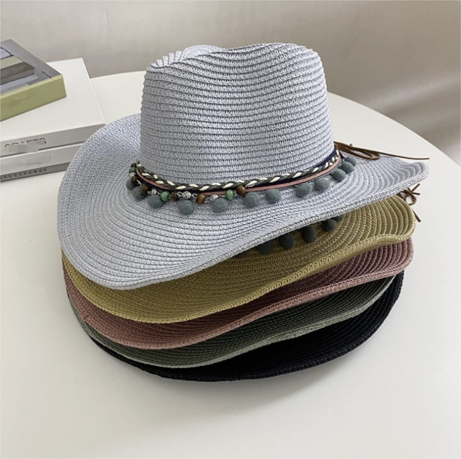 Sombrero de Playa Plegable, Sombrero De Paja Verano para Mujer, Playa ala Ancha, Protección Solar, Vacaciones Sombrero Playa Verano