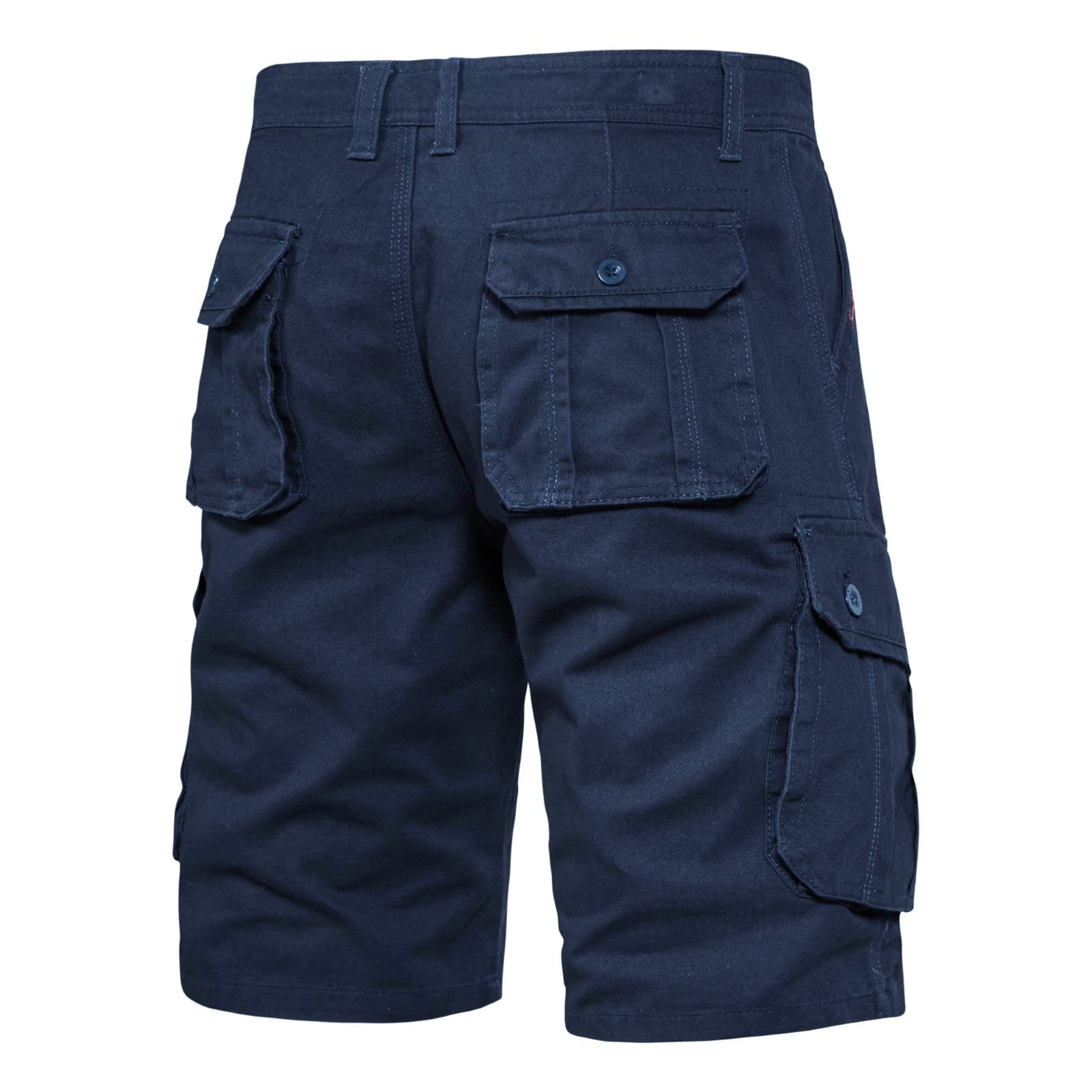 Short cargo d'été pour homme, couleur unie, braguette zippée, grande taille, taille élastique, poches latérales, short en coton confortable pour une tenue décontractée et de plage