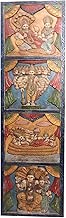 Mogul Interior Vintage Vishnu Wall Panel Hindu Temple Wooden Statue Colorful Wall Hanging Wall Art