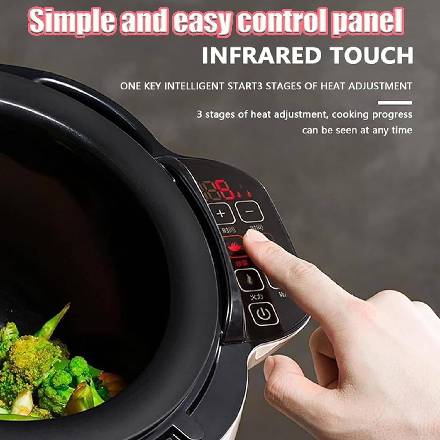 2000W Automatic Cooking Machine, 6 L Electric Cooking Wok Fried Rice Machine, 360° Automatic Rotation, for Stir Frying, Stewing, Cooking