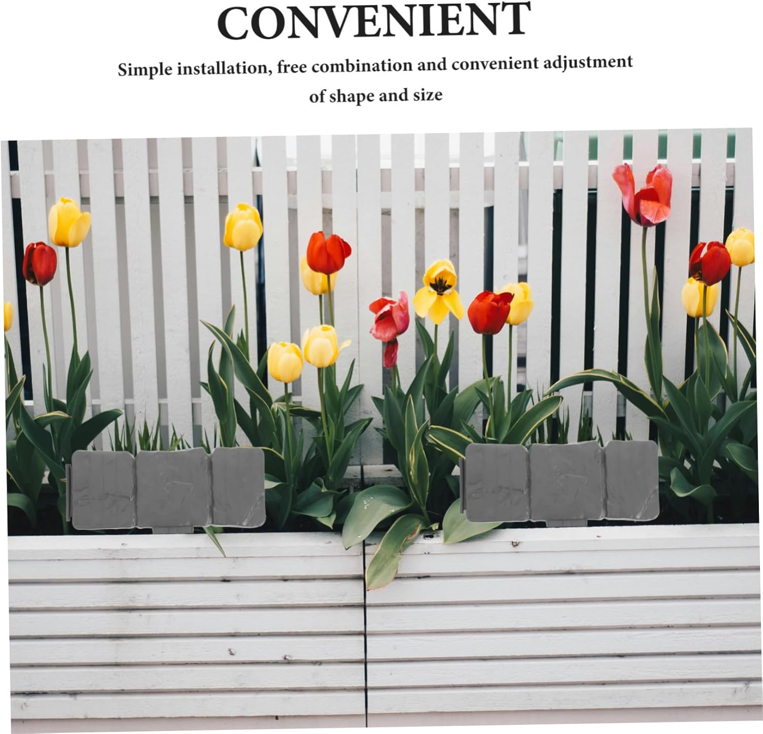 POPETPOP 20pcs Plastic Garden Edging No Dig Decorative Edging Faux Stone Landscape Border Easy Install Garden Pathway