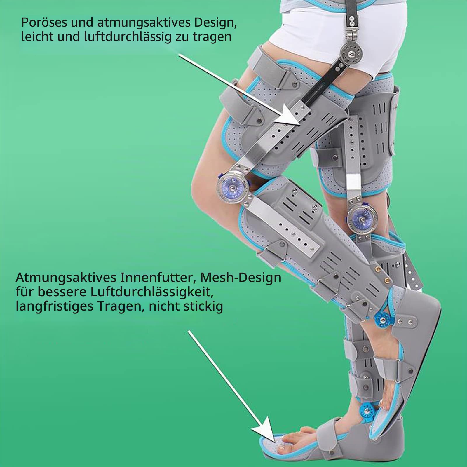 Hüft-Knie-Knöchel-Fuß-Orthese, klappbare Knie-Fuß-Stützorthese, Taille/Knie-Knöchel-Fußgelenk-Fixierungsorthese, Beine können gebogen Werden, für Hüftfraktur, Ischiasnerv-Schmerzlinderung