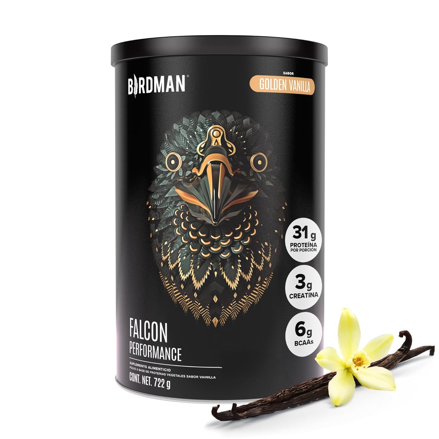 Birdman Falcon Performance Proteina Premium Alto Rendimiento En Polvo, 30gr proteina y 3gr Creatina por porción, Sin Inflamacion, Sin Acne, Sabor Golden Vanilla | 19 servicios |...