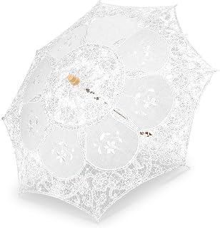 Vintage Lace Floral Flower Umbrella, Silk Cloth Material Lace Parasol Photography Lace Parasol Handmade Lace Embroidery Umbrellas Wedding Bridal Umbrella, Photograph Parasol, Halloween Party