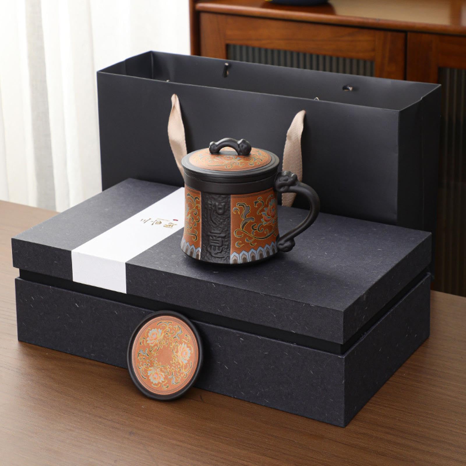 CAPIJIONG Tasse à thé avec filtre à sable violet de 300 ml avec couvercle, tasse d'infusion de thé haut de gamme pour un usage domestique, tasse Ruyi Baifu - Rouge