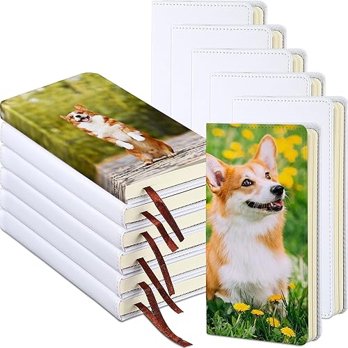 Jetec Diario de sublimación en blanco, cuadernos de piel sintética, cuadernos pequeños, bloc de notas A6, lindo cuaderno de tapa dura en blanco para