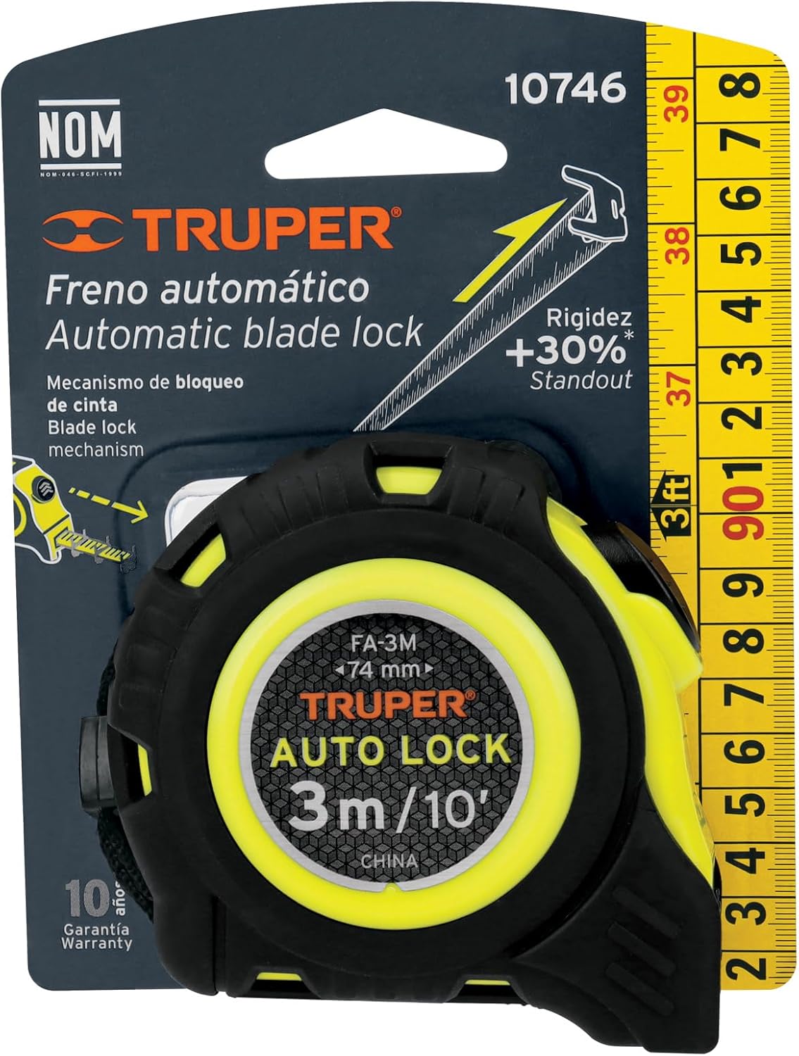 Flexómetro Auto Lock, 3 m, 16 mm tape