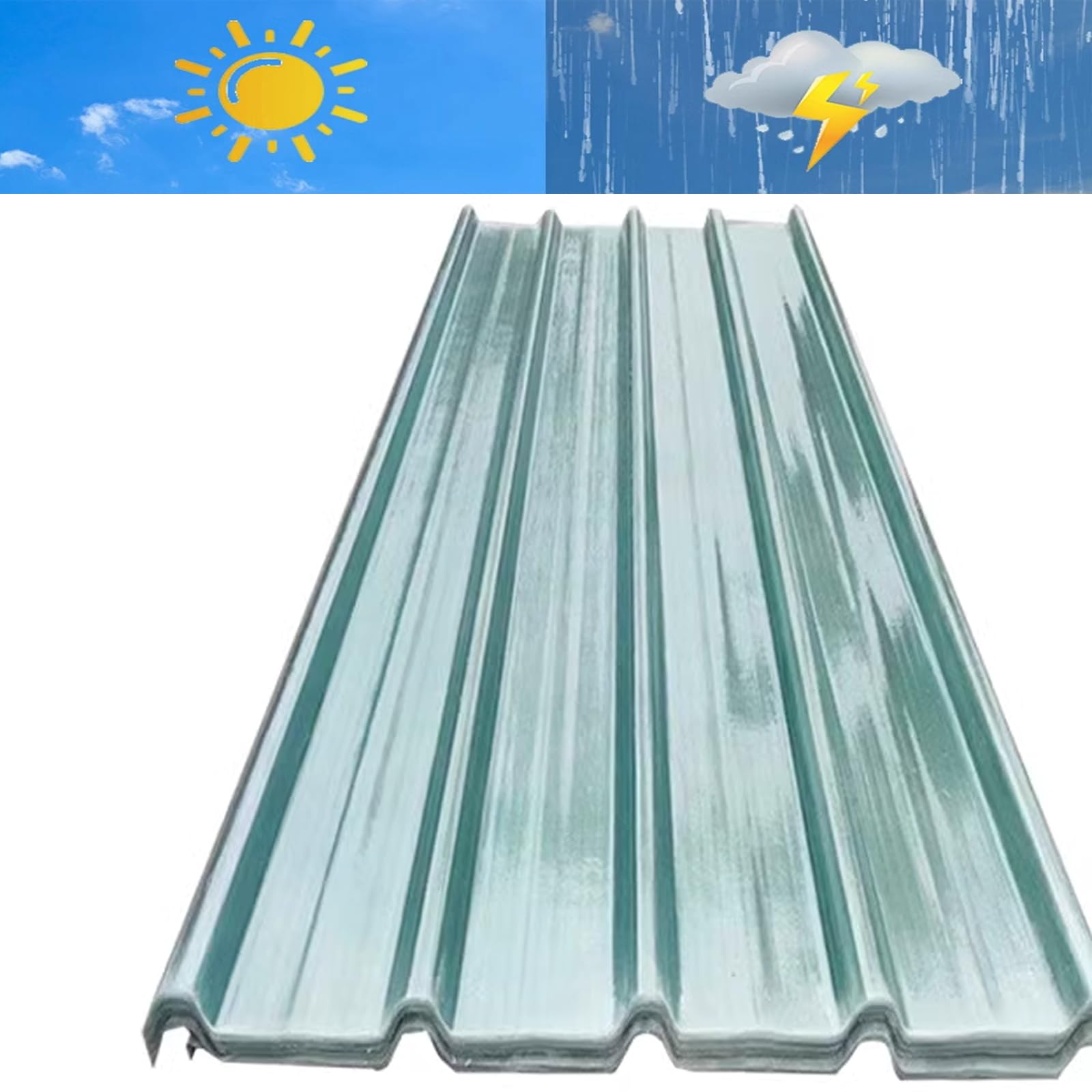 Panel para Tejado de Invernadero,1/3/5/7/10/12/16/18/20 Piezas Chapa Ondulada a Prueba de Lluvia,Placa de Iluminación de Fibra de Vidrio de 1.2mm,Chapa Tejado Transparente (0.9x1.2m/35x47in,10 pcs)