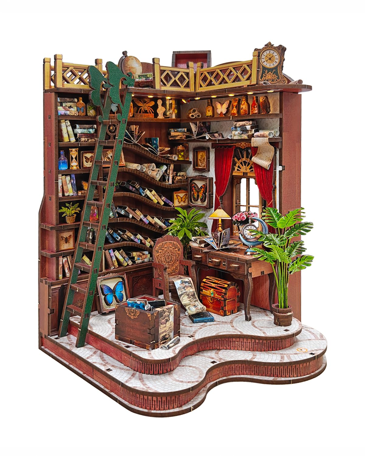 Kit Book Nook DIY, Bibliothèque Miniature pour Adultes, Puzzle 3D en Bois 230 Pièces, Décoration pour Étagère et Bibliothèque, Loisir Créatif, Idée Cadeau