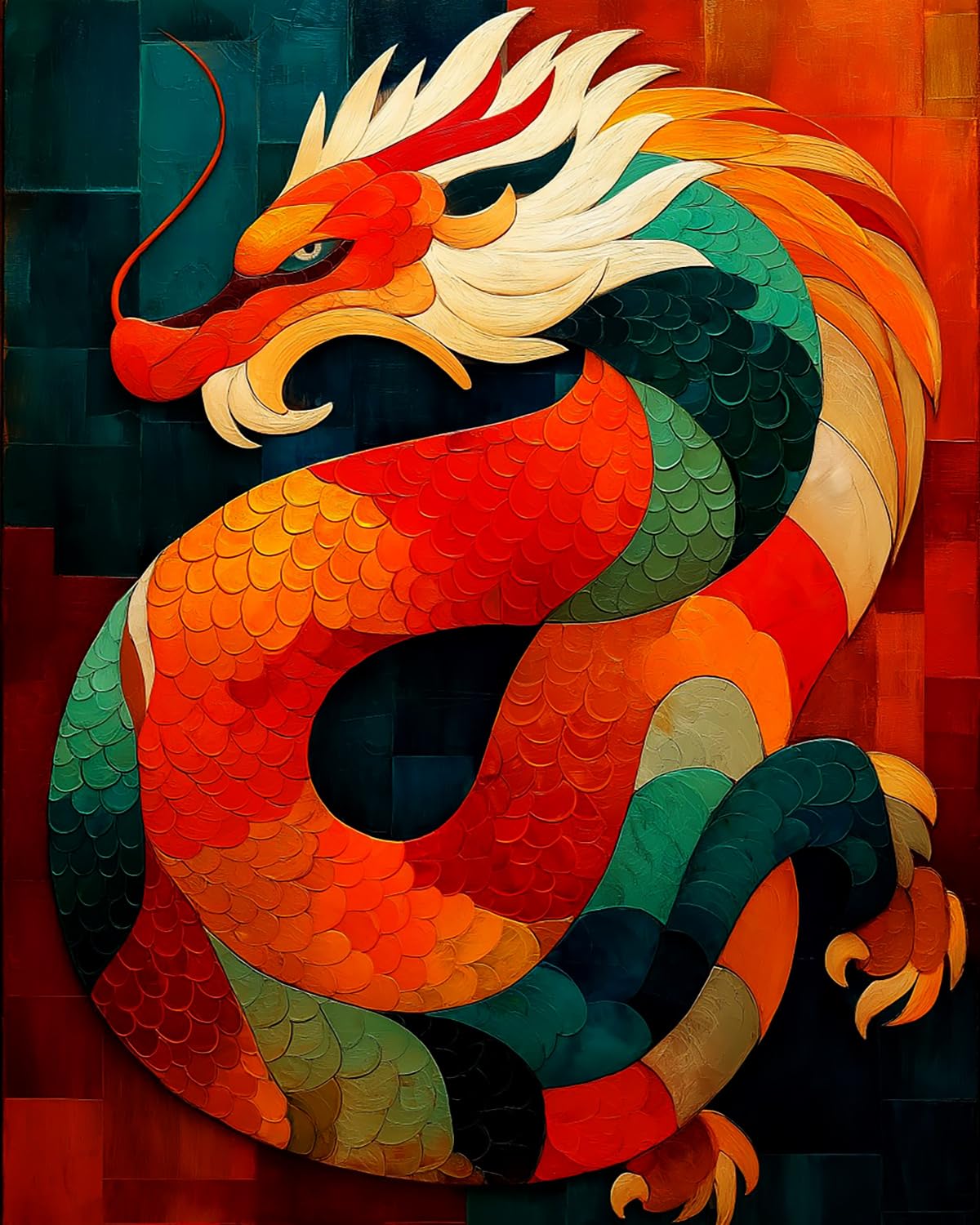 Liubaishi Multicolour Paint By Numbers For Adults, Colourful Scales Soaring Dragon, 40X50 Cm Acrylic Canvas Painting Kit