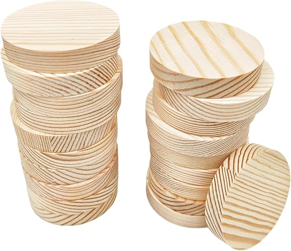 20 Pieces Pine Circle Plaques 5x1cm Blank Unfinished Round Wooden Circles Plaques for Craft Projects Engraving Wood Burning Painting