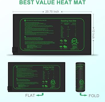 GYTF 21W Seedling Heat Mat for Seed Starting, 10 x 20.75 Waterproof Heating Pad for Indoor Plants Germination Hydroponic, MET Standard - 2 Pack