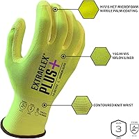 Vista 3 de Armor Guys Extraflex Plus - Guantes de trabajo protectores – Forro de nailon Hi Vis, revestimiento de palma de nitrilo – Compatible con pantalla