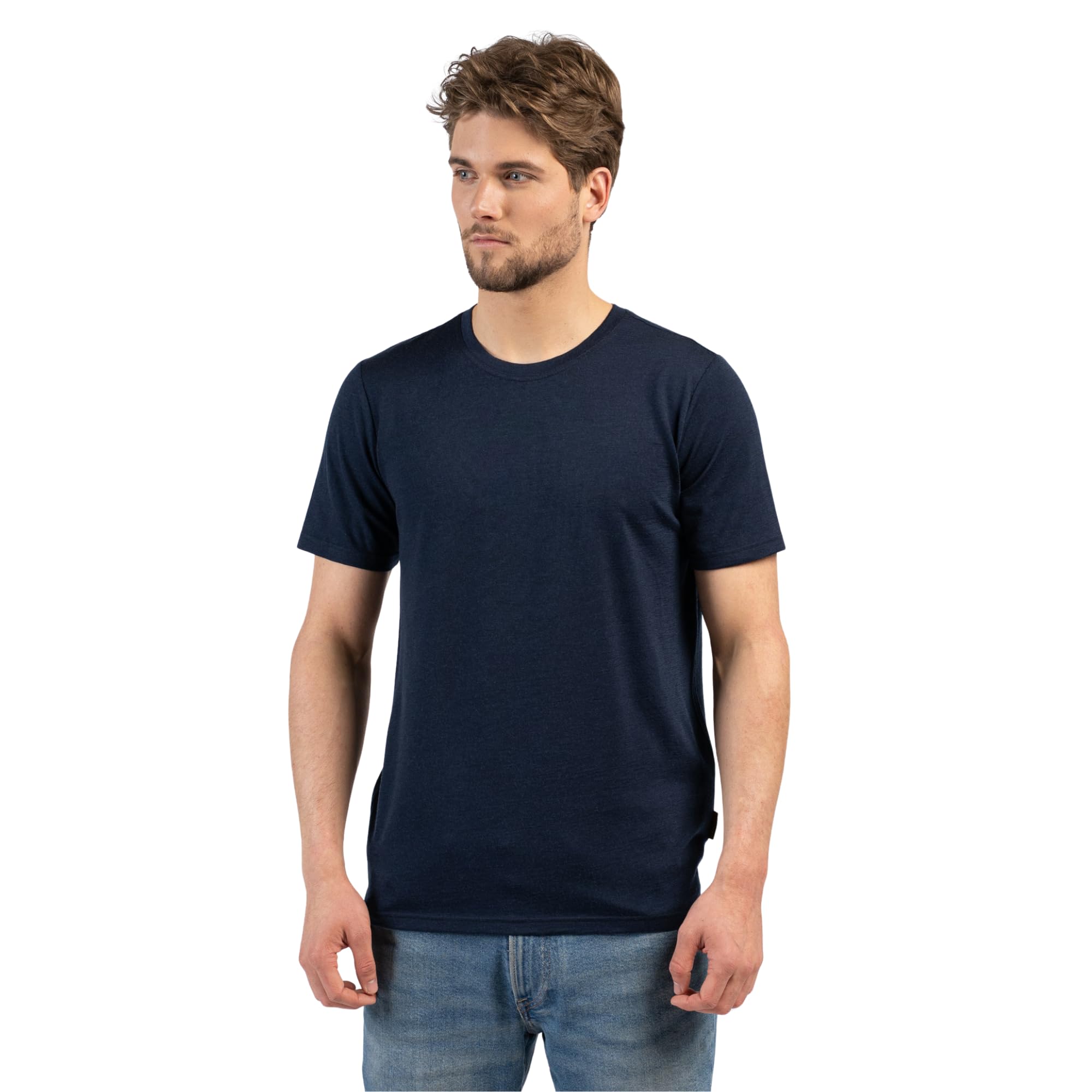 menique Maglietta a maniche corte da uomo in 100% merino, leggera, termica, strato base, traspirante, maglietta a girocollo, per viaggi ed escursioni all'aperto