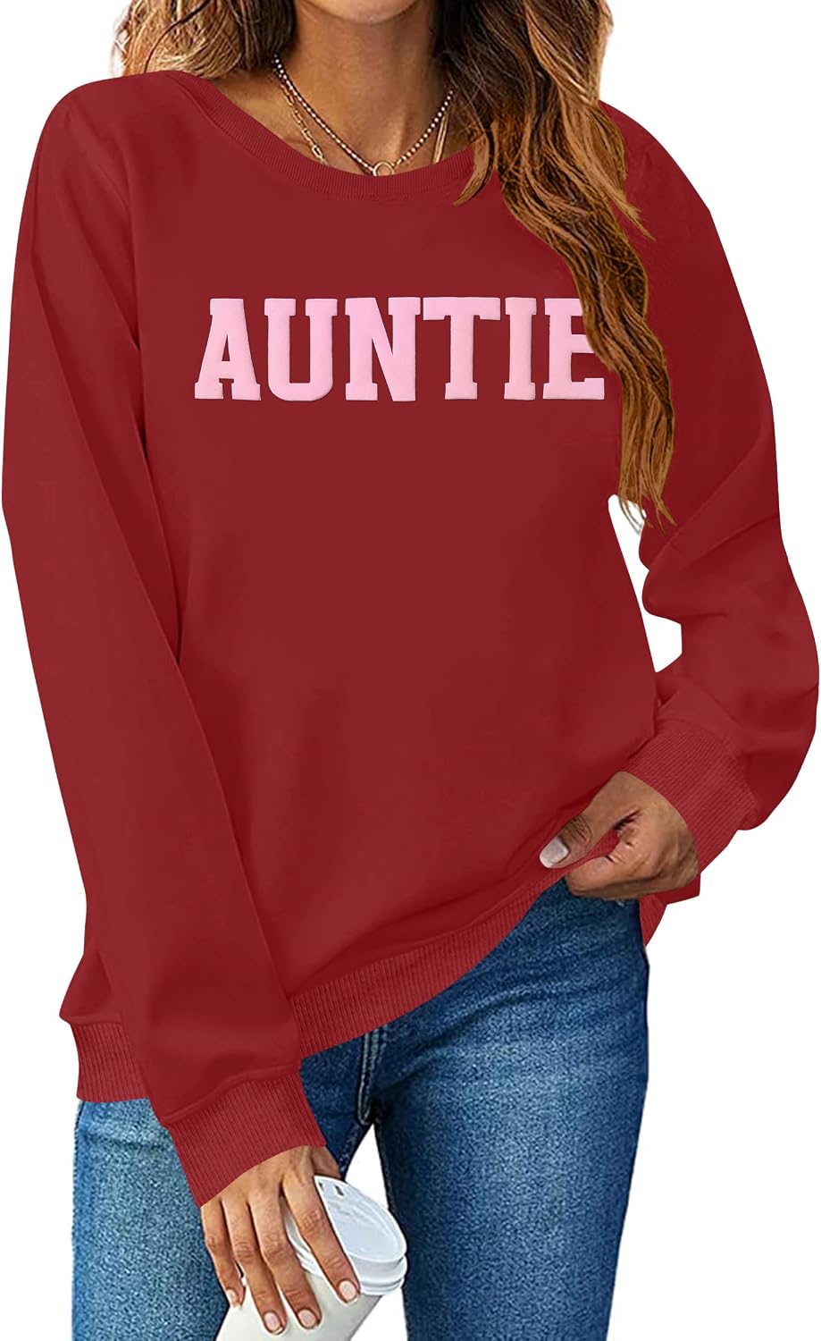 LAZYCHILD Auntie Sweatshirts for Women Cool Aunt Shirts Auntie Crewneck Sweatshirts Aunt Gifts Long Sleeve Pullover Tops