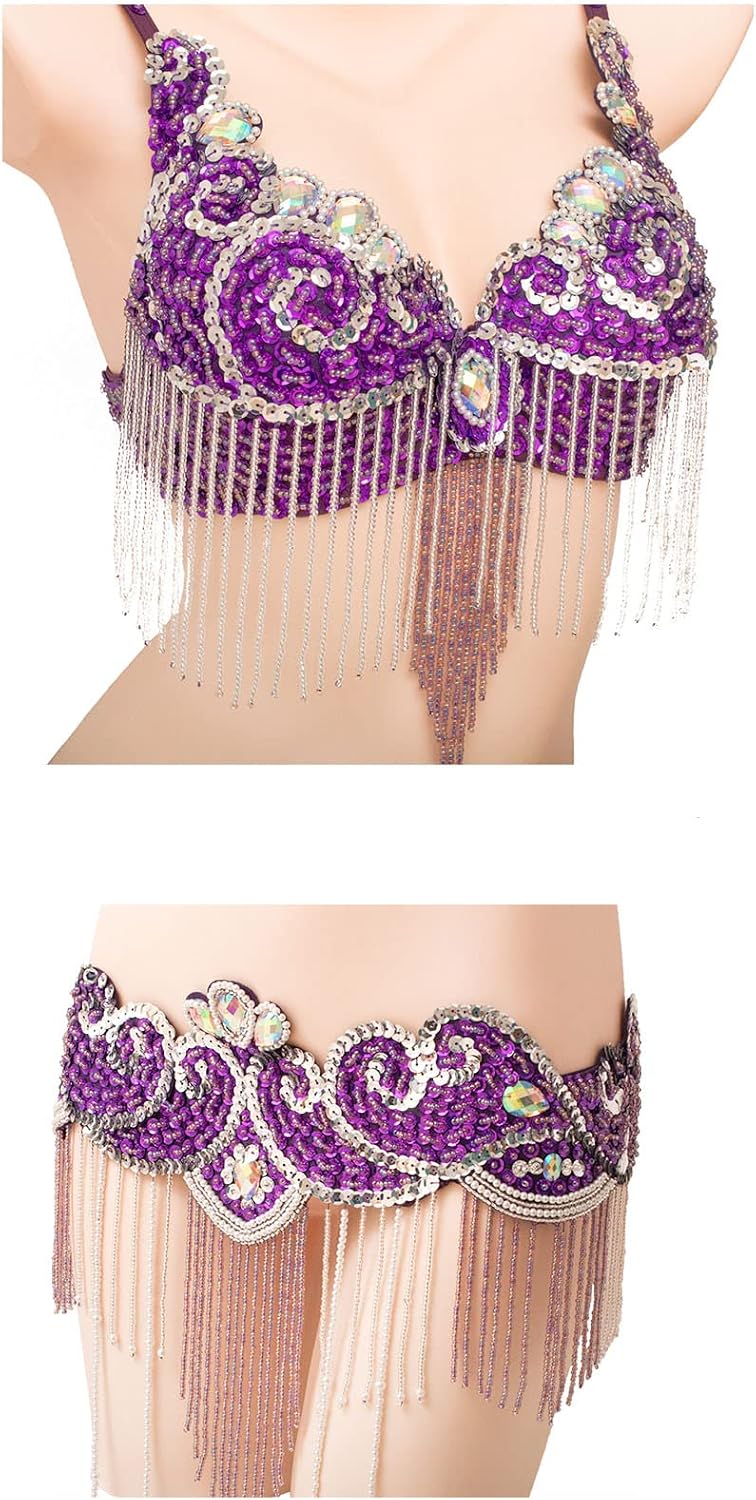 Belly Dance Costume Women Sexy Tribal Bra Belt Set Bra Top Carnival Professional Dancing Suit Festival Performance Set