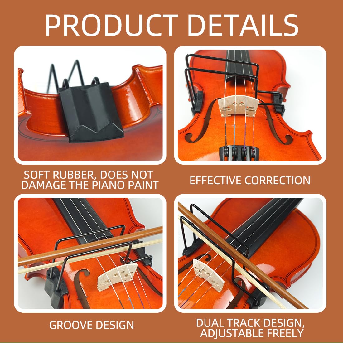 Correttore per Arco di Violino 3/4 – Strumento Guida Doppio Binario in Acciaio per Raddrizzare l'Arco, Raddrizza collimatore per arco da violino Accessorio Compatto e Portatile
