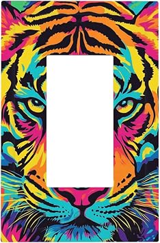 1 Gang Single GFCI Outlet Covers Decorator/Rocker Light Switch Wall Plate Watercolor Tiger Electrical Device Face Plug Plate Cover for Dimmer Receptacle USB Outlet