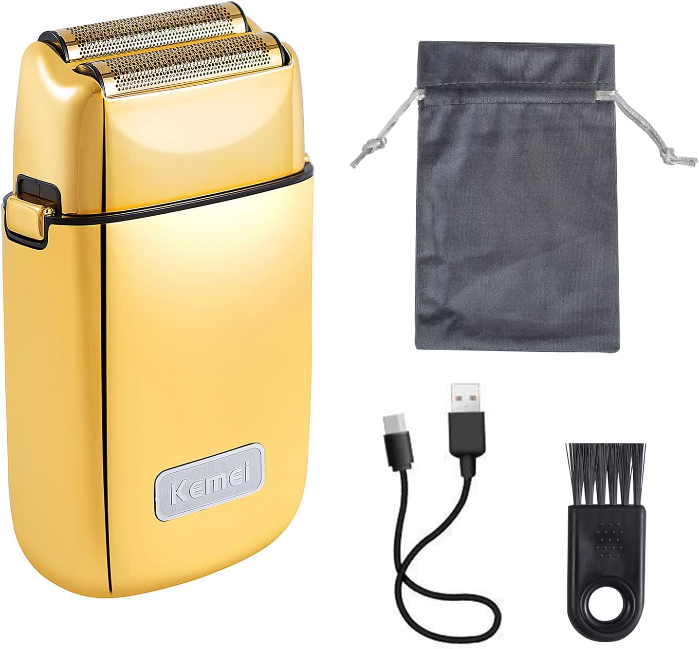 KEMEI Electric Razors for Men, Professional Cordless All Metal Electric Razor, Lithium Titanium Razors, USB Rechargeable Facial Beard Trimmer,Golden (TX1 Gold) - Image 7