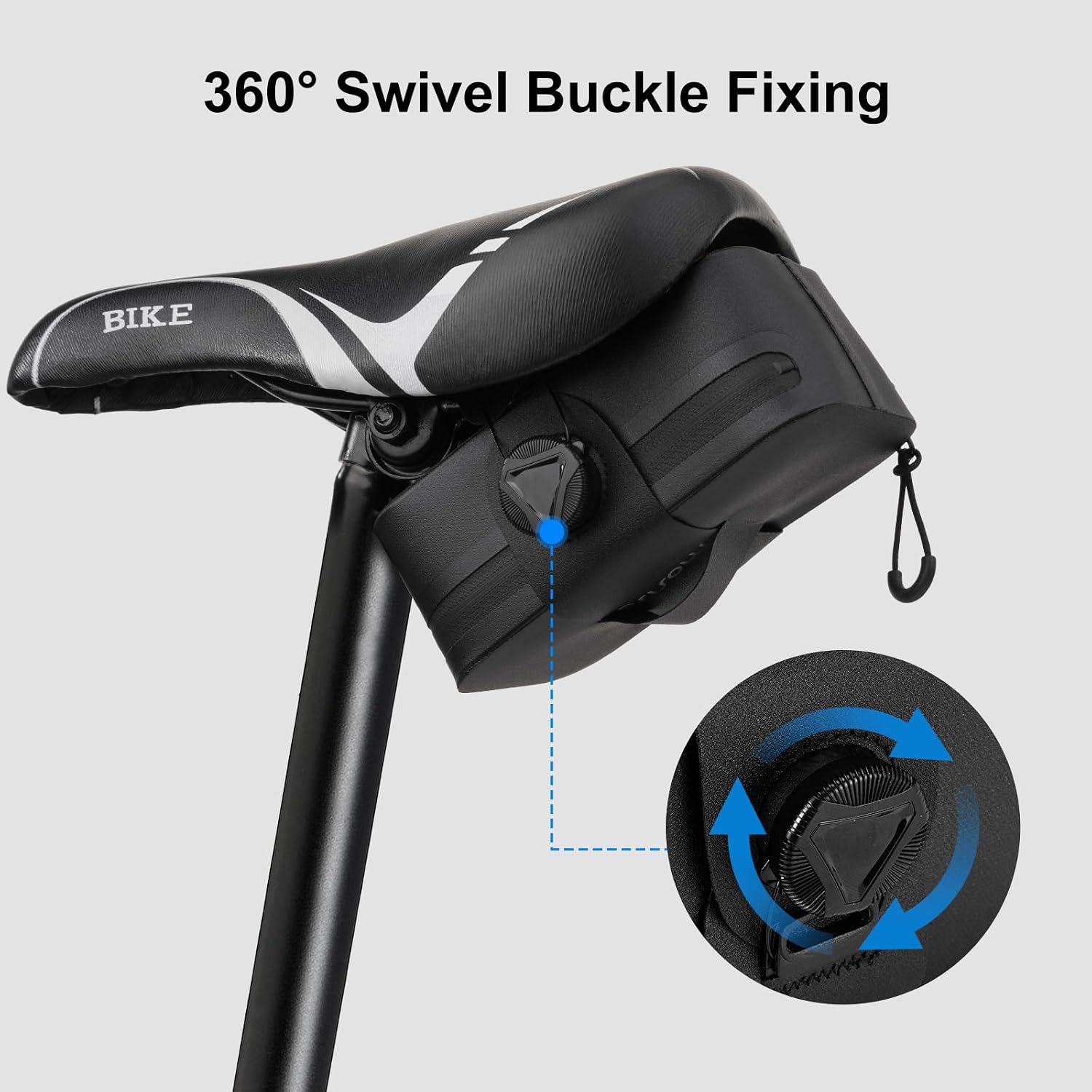 MOSISO Bike Seat Bag, Waterproof Small Bike Tail Bag Bicycle Under Seat Bag | 0.5L Lightweight Bicycle Cuboid Storage Bag Cycling Accessories Pouch for Road Mountain Cycling, Black