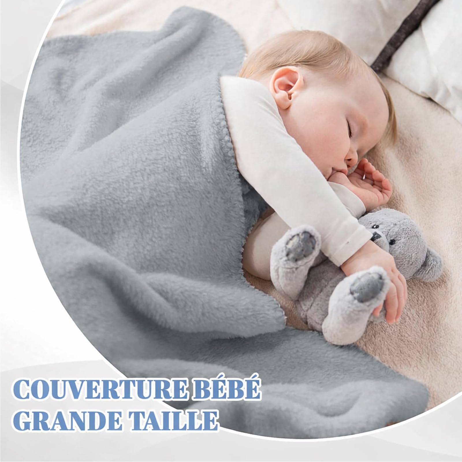 Lot de 10 Couvertures de Sieste Enfant, Plaids de Crèche Gris 100 x 120 cm | Couvertures Doux et Légers, Lavables en Machine, pour Crèche, Maternelle, Assistantes Maternelles et Voyage