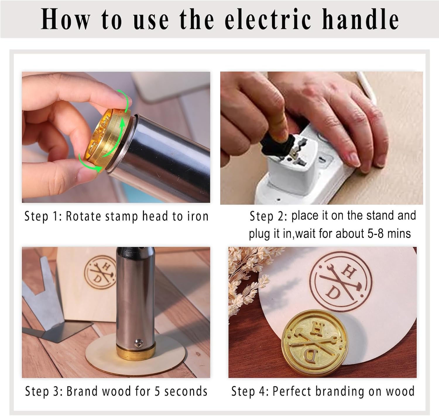 Custom Electric Branding Iron for Wood, Temperature-Controlled Wood Burning Stamp, Personalized Letter Stamp for Burger,Leather, Food, Handcraft & Wedding Gift, Woodworking Tool