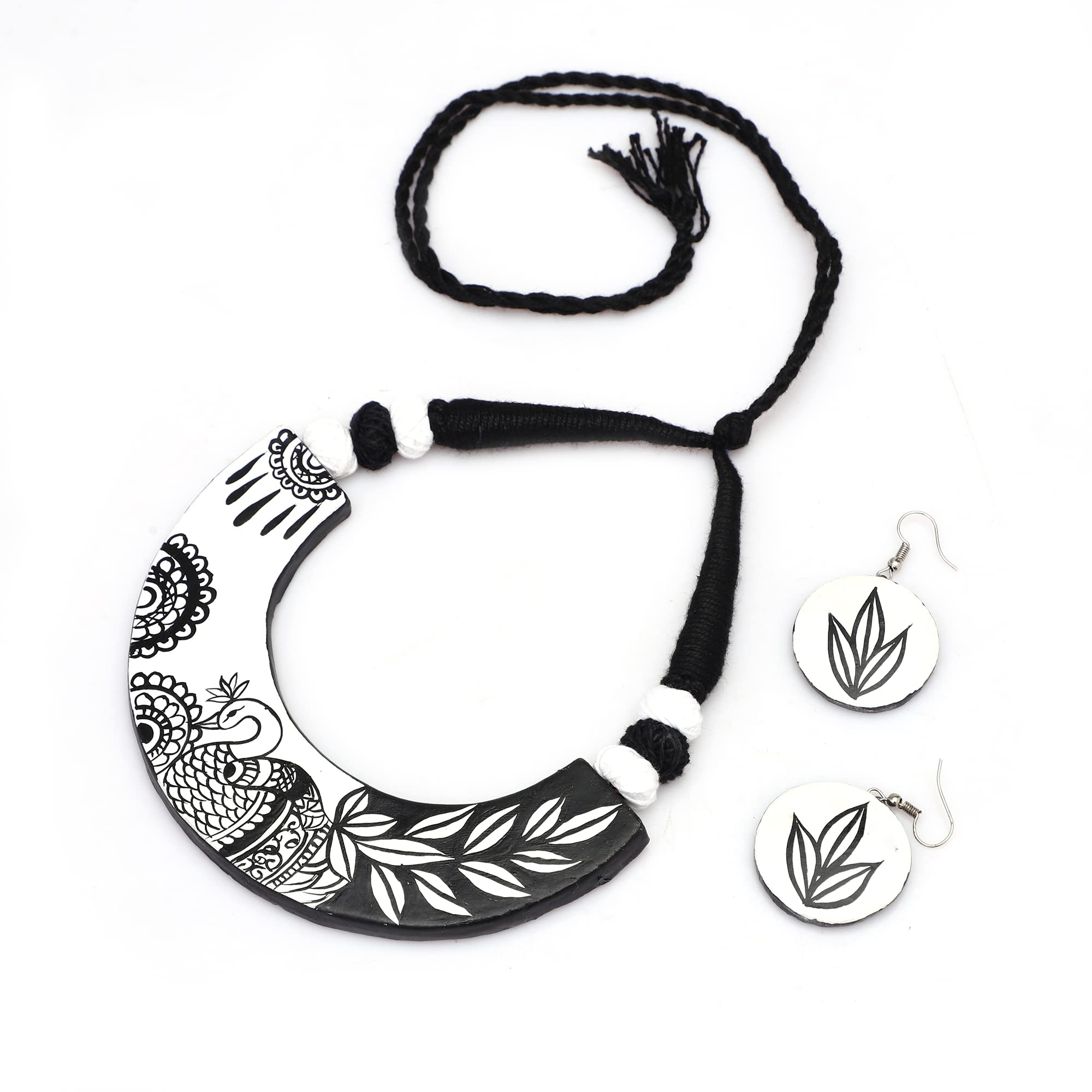 Le bijouxistic Madhubani inspired Terracotta Necklace set with Earrings for women | Stylish Necklcae and Earring Set For Girls in Unique Black and White Color For Party and Other Occasion (B0BTX4RDV5) Amazon Price History, Amazon Price Tracker