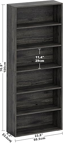 Miniatura 3 de IRONCK Estanterías y librerías de pie de 6 niveles, estantes de exhibición y almacenamiento, librero alto de 70 pulgadas, muebles de decoración para
