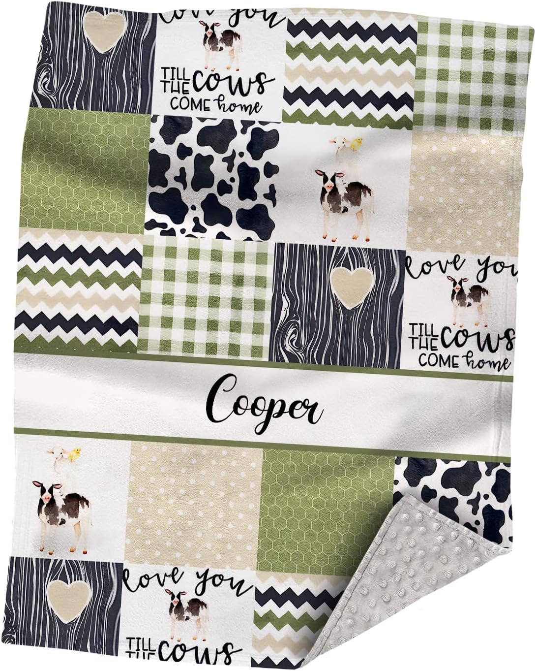 Personalized Baby Blankets with Name, Custom Baby Blanket for Boys and Girls - Soft Minky Baby Blanket - Farm Cow Nursery Decor - Infant Toddler Baby Newborn Blanket, Name Crib Comforter
