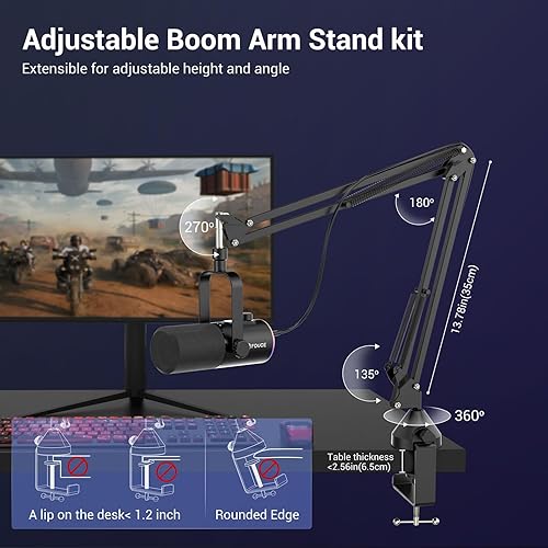 Miniatura 6 de FDUCE Kit de micrófono para juegos USBXLR, micrófono dinámico de PC para transmisión de podcasts, kit de micrófono RGB para computadora con soporte