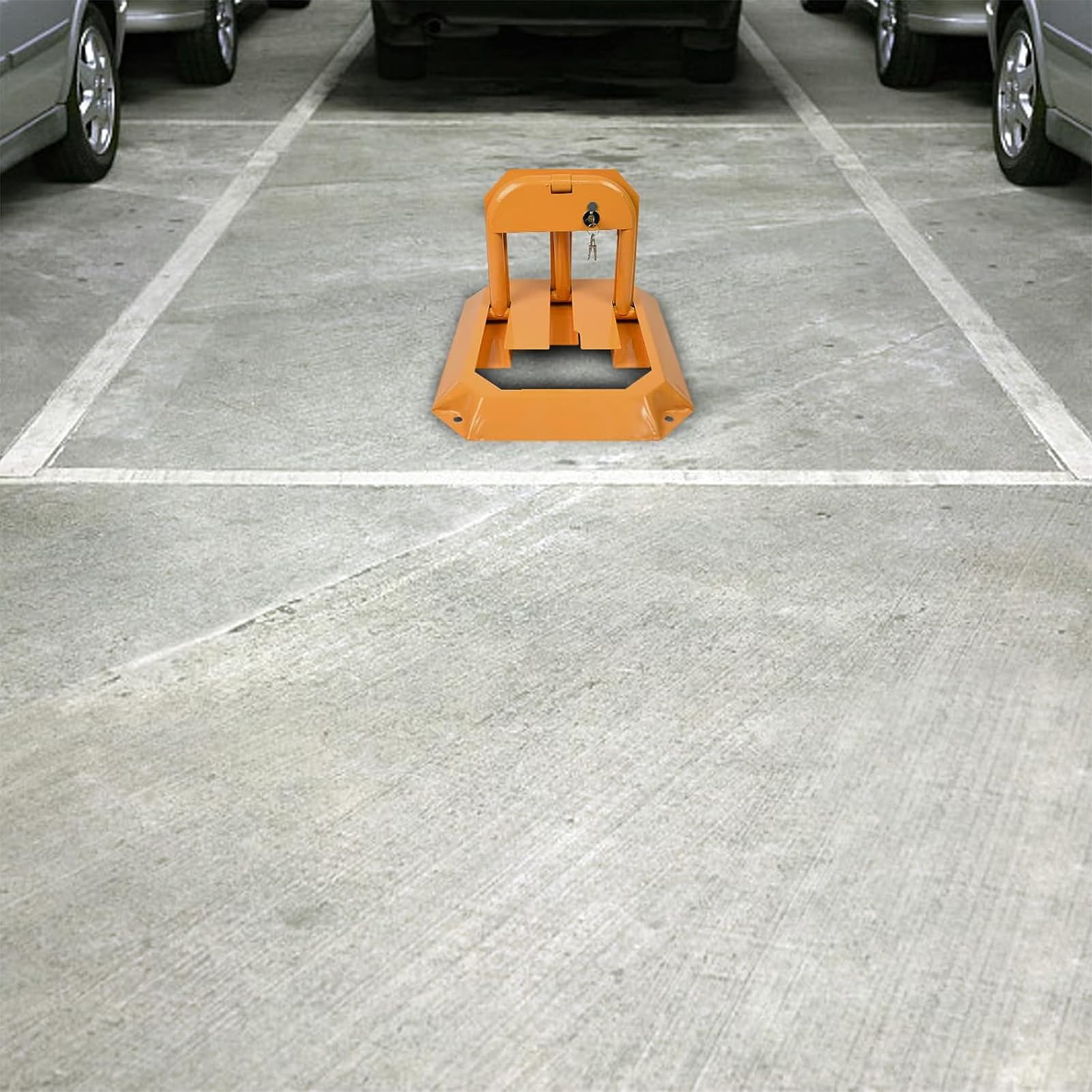 Garde-corps de stationnement – Verrouillage de l'espace de stationnement portable, antirouille et étanche, verrouillable, bloqueur d'allée pliable pour parking privé