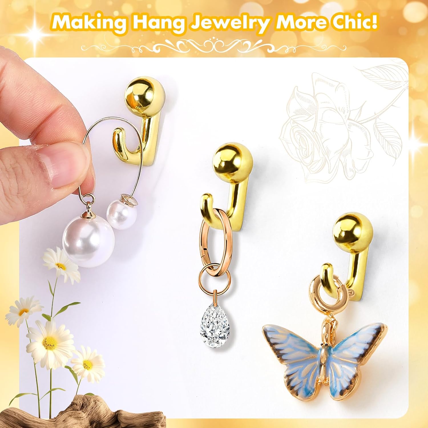 315Pcs 5 Style Gold Push Pins, Decorative Push Pins, Cute Pushpin Clip, Push Pin Hooks, Gold Metal Thumb Tacks Office Accessories for Cork Board Map Office
