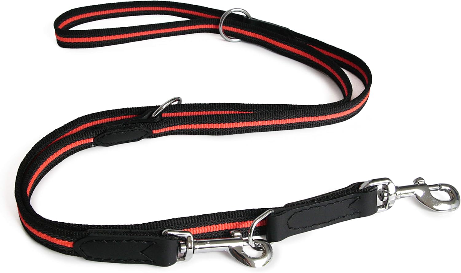 Alvalley Reflective Anti-Slip Multi Use Snap Hands Free Dog Training Leash - Durable, Strong Nylon Webbing with Leather Dog Leash for Training & Walking (Black, 6.5 ft Long with 25 mm Thickness)