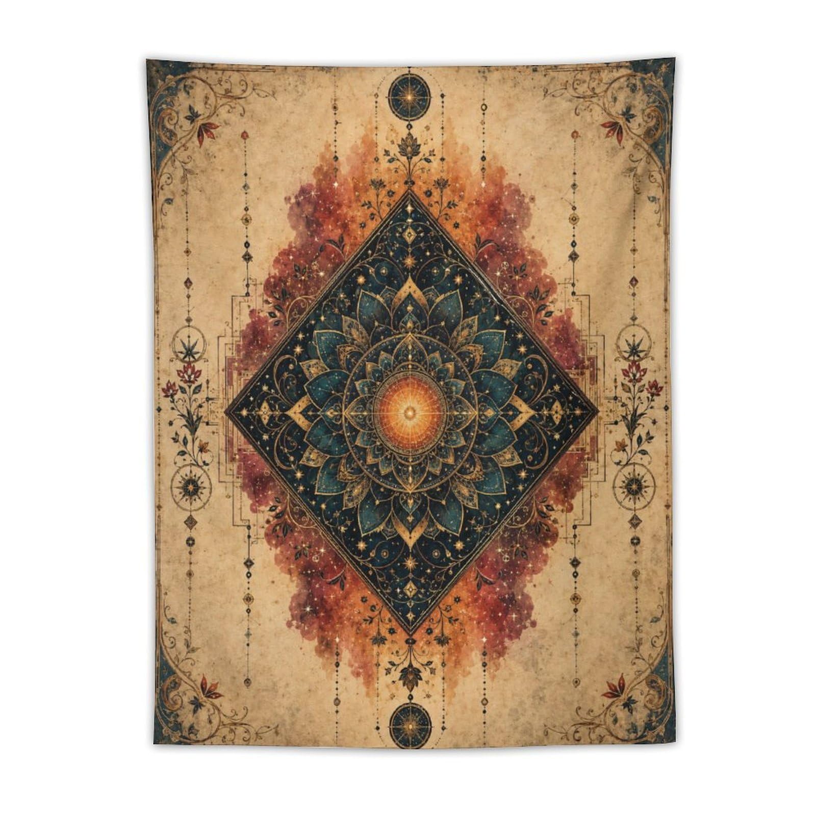 W7C8U2X3 Geometric Sun Diamond Wall Tapestry, Cubist Art, College Dorm