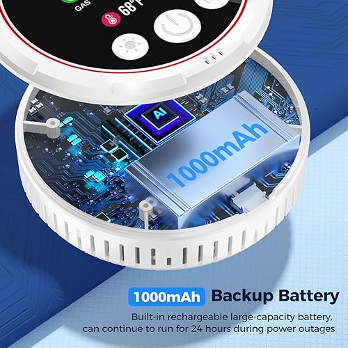 Miniatura 7 de Detectores de monóxido de carbono 5 en 1 enchufables, detector de humo y detector de gas natural con batería de respaldo, pantalla digital HD para