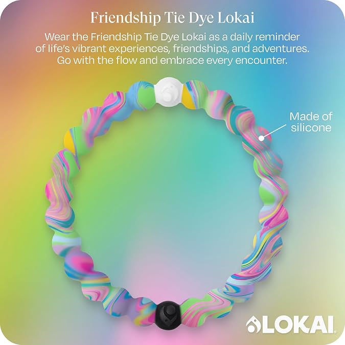 Lokai Silicone Beaded Bracelets for Women & Men, Friendship Tye Dye - Stylish Jewelry Fashion Bead Bracelet with Black & White Beads - Ring Bangle Slide-On Style Over Wrist for Comfortable Fit