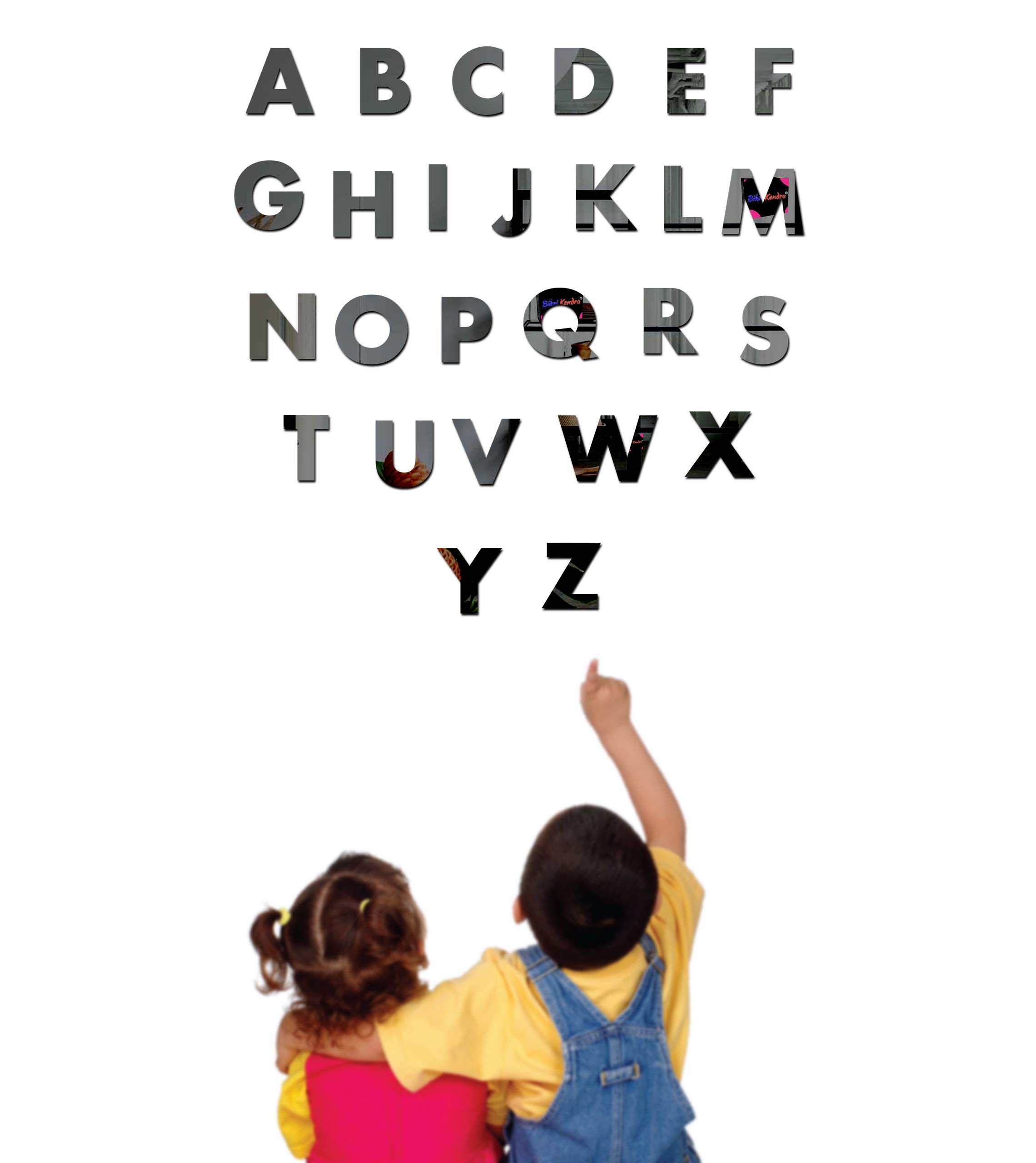 3D Acrylic Mirror Wall Stickers - Alphabet Black -4 3D Acrylic Mirror Wall Stickers - Alphabet Black -4
