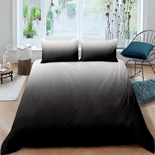 Miniatura 1 de Feelyou Juego de funda de edredón con efecto degradado para niños y niñas, color negro, gris y blanco, juego de funda de edredón para decoración de