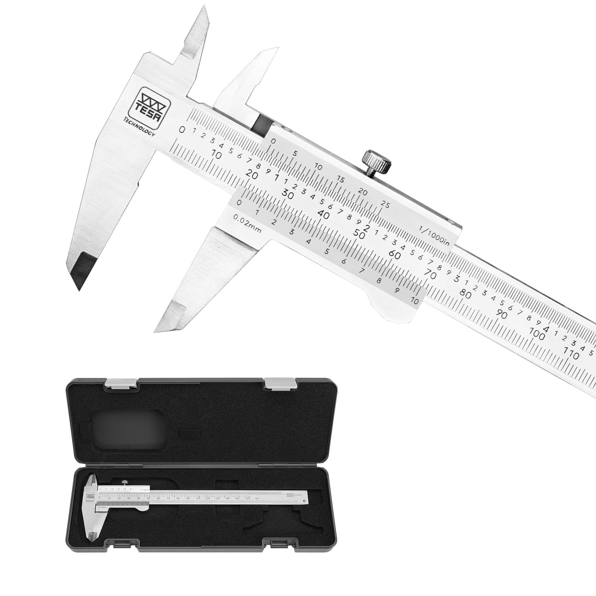 TESA STD V-CAL Pied à Coulisse Vernier 150 mm, Graduation 0,02 mm (150 mm / 6")