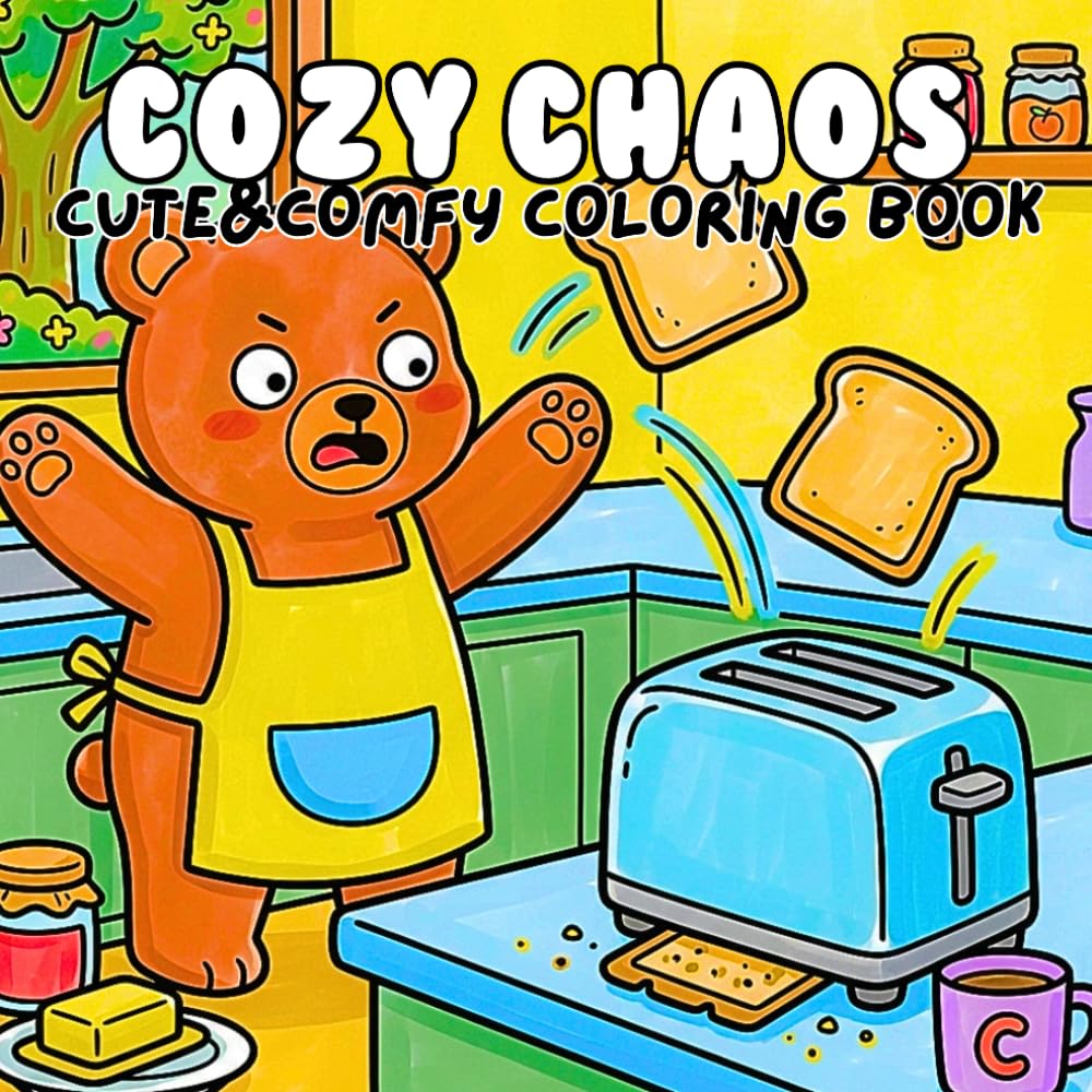 Cozy Chaos Cute and Comfy Coloring Book: Adorable Everyday Chaos With Burnt Snacks Untidy Bedrooms Coffee Mishaps And Lazy Weekend Moments For Stress Relief And Relaxation