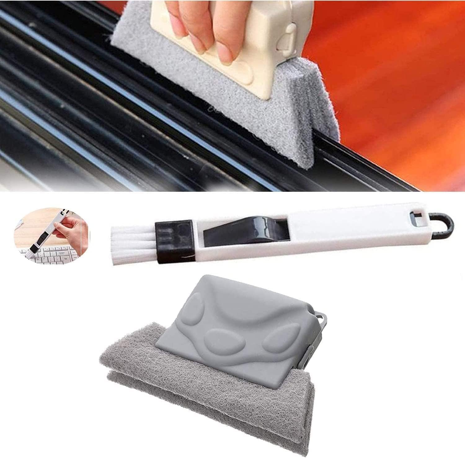 Combo of Window Groove Frame Cleaning Brush Door Track Cleaning Brushes