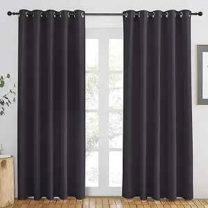 NICETOWN Greyish Purple Blackout Curtains 84 inch Length, Grommet Top Room Darkening Drapes for Bedroom Living Room, Light Blocking Window Covering for Privacy (W66 x L84 Inch, 1 Panel)